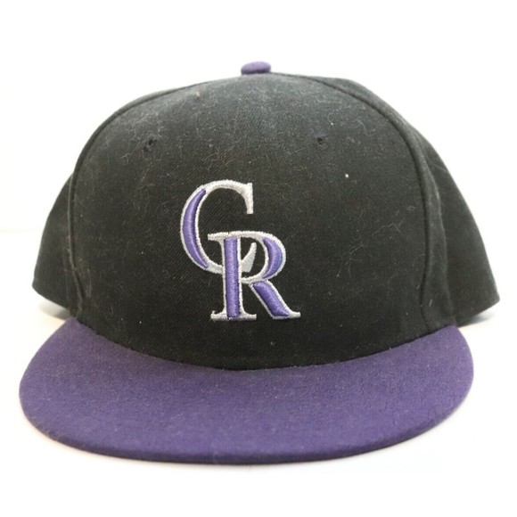 Colorado Rockies Hat Cap New Era Size 7 3/8 Fitted Black On Field Made USA MLB - Picture 1 of 5